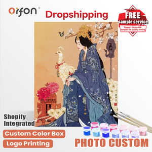 Kit Pittura a Numeri ORFON Dropshipping - Illustrazione di Donna ed Aquila Reale - Arte Orientale Elegante per Decorazione Casa e Fai da Te - Product Image 1