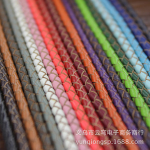 Genuine Leather <b>Rope</b> Round Woven For Jewelry Making Necklace <b>Bracelet</b> Cords Black Red Coffee Color Yiwu Origin - Product Image 1