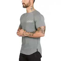 Stampa personalizzata Casual Manica Corta Da Uomo Altamente Elastico Tinta Unita In Cotone Palestra di Formazione T Shirt