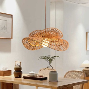 Lámpara Colgante Hecha a Mano de Mimbre y Cuerda de Cáñamo, Estilo Japonés Retro <span class=keywords><strong>Wabi</strong></span>-Sabi, para Dormitorio, Centro de Estilo Zen Chino, Salón de Té, Restaurante - Product Image 2