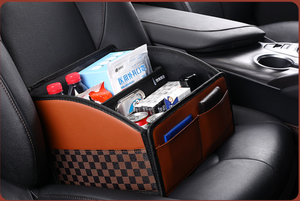 Sacs de rangement pliables en cuir pour voiture Sac de siège avant Boîtes de rangement de grande capacité pour automobile Organisateur d'accessoires de voiture - Product Image 3