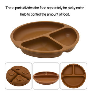 Personnalisé sans BPA bébé alimentation enfant en bas âge dîner collant compartiment aspiration enfants Silicone plaque divisée avec couvercle pour enfants - Product Image 5