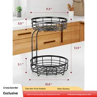 Panier à fruits double couche durable, plateau de rangement pour collations de restaurant, panier en métal, étagère de rangement, panier de rangement détachable