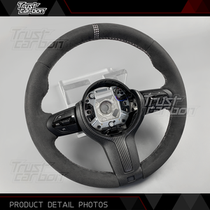 Volante Personalizado de Fibra de Carbono Mate con Empuñadura de Gamuza para BMW X3 X5 F10 F30 F87 F82 F80 F11 F15 <span class=keywords><strong>M2</strong></span> M3 M4 M5 <span class=keywords><strong>240i</strong></span> 440i 540i - Product Image 3