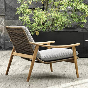 Chaise de jardin moderne en alliage d'aluminium, style bois de teck durable, pour cour, villa, café, restaurant - Product Image 2
