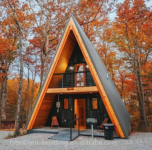 Kit de maison préfabriquée Tiny House prêt à expédier, imperméable, en bois, pour bureau, magasin, structure en acier, conception d'appartement, maison triangulaire - Product Image 2