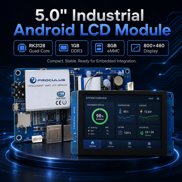 For 5 Inch Rk3128 Industrial Smart Android TFT LCD Board 800x480 Resolution 6-24V Voltage Serial UART Port for Baking