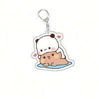 Porte-clés Anime Dudu Bubu Super Cute Couple White and Grey Couple Bear Panda Porte-clés en métal Anneau pour accessoires Sac Pendentif