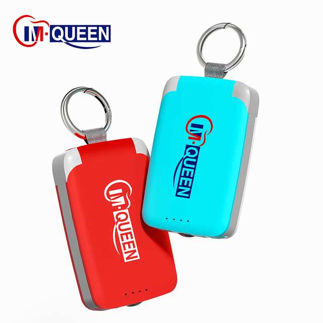 Promotional Gift 2-in-1 Mini Keychain Power Bank with Li-Polymer Battery 2000mAh/4000mAh Type-C LED Lighting Includes Cable