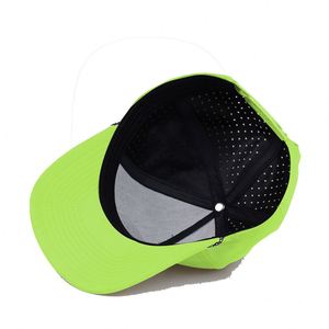 Casquettes de baseball sportives à visière plate, nouvelle conception tendance, imperméables, découpées au laser, avec trous personnalisés, vert fluorescent néon, <span class=keywords><strong>snapback</strong></span> - Product Image 6