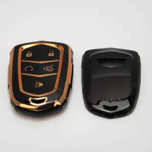 TPU macio Golden Line Car Remote Key Case Cover Fashion Style Silicon Para Tesla modelo 3 s x VW Prius Car chave Shell Capa