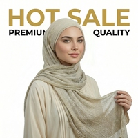 Hijabs légers et doux en modal froissé en viscose rayonne pour femmes musulmanes, respirants et doux pour la peau
