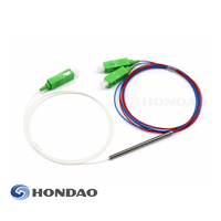 Acoplador de Fibra Óptica FBT 1x2 SC/APC de Doble Ventana 900um con Tubo de Acero Pigtail