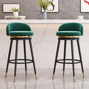 Tabourets <span class=keywords><strong>de</strong></span> <span class=keywords><strong>bar</strong></span> pivotants en <span class=keywords><strong>velours</strong></span> doux <span class=keywords><strong>de</strong></span> style industriel avec dossier bas pour les rassemblements décontractés, les pubs et les bars - Product Image 2