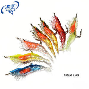 Appât artificiel <span class=keywords><strong>souple</strong></span> en forme de crevette Alpha PVC réaliste, appât bionique qui brille dans le noir pour la pêche à la basse et à la truite - Product Image 1