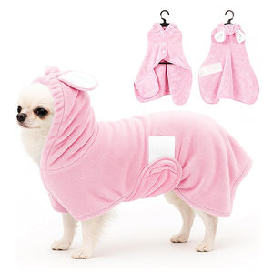 Peignoir de bain personnalisé pour animaux de compagnie, <span class=keywords><strong>serviette</strong></span> de séchage pour chien et chat, super absorbante, mignonne, avec capuche, col et sangle de ventre ajustables - Product Image 1