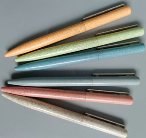 Custom logo Silkscreen 100% Eco Friendly plastic Material Biodegradable Ecological Recycled Corn Rice Wheat Straw Ballpoint Pen