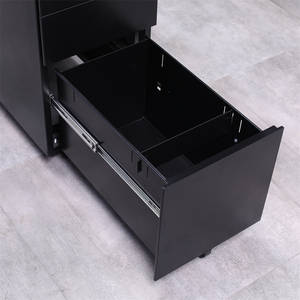 Minimalist Black 3 <b>Drawer</b> Metal <b>Filing</b> Cabinet With Key Lock For Home Office Use - Product Image 6