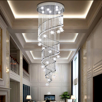 Nouveau design, décoration artistique, hôtel commercial, escalier, projet personnalisé, lustre long en cristal, lumière LED, personnalisable