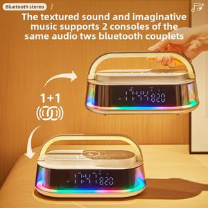 Base de Carga Inalámbrica Multifuncional de 15w, Reloj Despertador con Altavoz LED de Ambiente con Atenuación, Reloj de Tiempo para Dormitorio, Diseño Moderno - Product Image 3