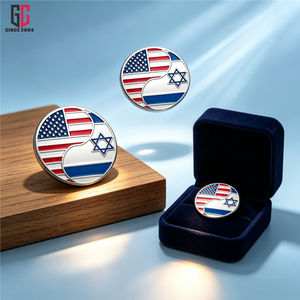 Pin de Solapa Esmaltado con Bandera Yin Yang de EE. UU. e Israel, Personalizado de Fábrica con 12 Años de Experiencia, Broche Metálico de la Alianza de Amistad entre EE. UU. e Israel para Traje - Product Image 3
