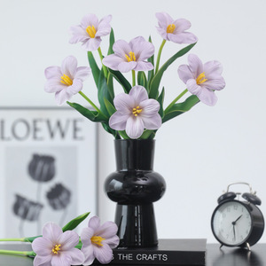 Fleur artificielle tulipe à tige unique en PU, violet clair, orange, en caoutchouc souple, haute simulation, pour décoration intérieure et accessoires de mariage - Product Image 2