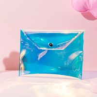 Sac de maquillage holographique transparent, pochette personnalisée en TPU avec bouton à pression, pour cosmétiques, en PVC