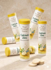 Calcium Zinc Effervescent Drink <b>Tablets</b> Lemon Flavor Sugar Free Daily Use Fizzy <b>Tablets</b> 20 <b>Tablets</b> Pack - Product Image 5