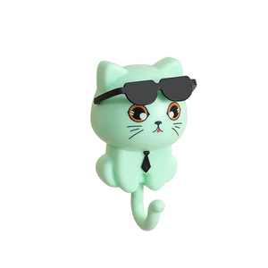 고양이 모양 만화 그라비티 유도 장식용 후크, 열쇠, 우산, 수건 등을 위한 접착식 수납 랙 - Product Image 6