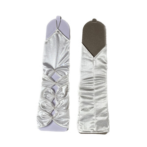 Nouvelle mode, gants de cyclisme fins et sexy sans doigts, avec nœud en satin, manches longues, dentelle ajourée en maille, pour usage nuptial - Product Image 4