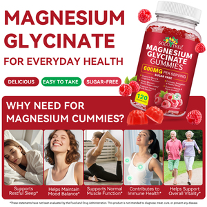 SOLOTREE Magnesio Glicinato 600mg, Magnesio Glicinato 3-in-1, Favorisce il Rilassamento, Caramelle Gommose al Magnesio Glicinato - Product Image 5