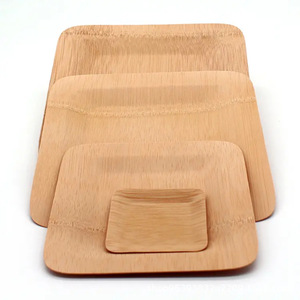 Plato cuadrado desechable de madera de color natural para fiestas - Product Image 3