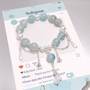 Pulsera de cuentas craqueladas de colores de moda con diseño de palomitas de maíz y dije de flor para mujer y niña - Product Image 5