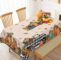 Nappe résistante aux plis imprimée de feuilles d'automne, couverture de table de vacances pour un usage formel ou quotidien