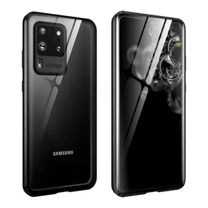 Полный чехол Магнитный прозрачный закаленный алюминиевый чехол для телефона для Samsung Galaxy Flip Fold 4 5 S22 S23 S24 Ultra Plus