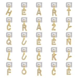 Diamond Letter Pendant <b>Charm</b> Gold <b>Silver</b> Modular <b>Bracelet</b> DIY Elastic Spliced Chain Unisex Everyday Wear - Product Image 1