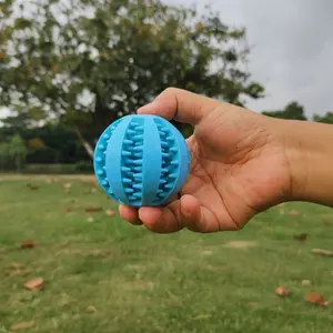 Goma suave duradera, no tóxica, resistente a mordeduras, Limpieza de dientes, fugas de comida, bolas de juguete para masticar perros