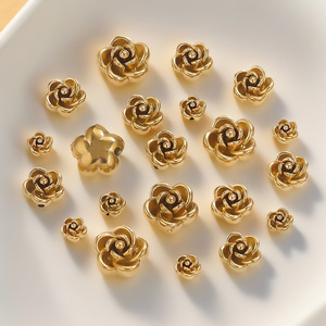 3D Rose Flower Beads | 18K PVD Gold Plated Stainless Steel Charm <b>Spacer</b> for DIY Bracelet Necklace Jewelry Making - Product Image 2
