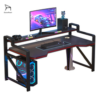 Table de jeu ergonomique en fibre de carbone noire avec support métallique et éclairage LED, vente en gros