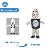 Costumes de mascotte personnalisés Blue Sky Factory : Mascotte de yaourt en pot et Mascotte de crème glacée pour festivals, défilés, promotion en magasin d'alimentation et publicité événementielle