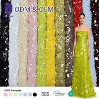 Tissu en tulle respirant en mousseline de soie avec broderie de sequins ronds de 12 mm, 18 mm, 25 mm, 40 mm, style designer Ins Tiktok Dubaï, pour robe de soirée