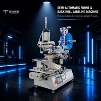 Machine d'étiquetage semi-automatique à roulement avant-arrière, construction en acier inoxydable, fonctionnement motorisé, pour bouteilles et bois