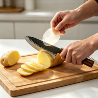 Couteau de chef japonais à manche octogonal en acier inoxydable, couteau à trancher sashimi Santoku 16 cm, ambidextre, polyvalent, style antique