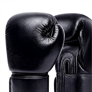 Gants de boxe en cuir noir à doigts entiers avec fermeture à lacets, sangle de poignet réglable, logo personnalisable, équipement d'entraînement pour adultes - Product Image 6