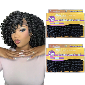 <span class=keywords><strong>Prix</strong></span> d'usine, 8 pouces, 6X Premium Short Wand Spiral Curl, cheveux synthétiques en vrac, 150g, rebond, tresses afro, extension <span class=keywords><strong>de</strong></span> coiffure - Product Image 1