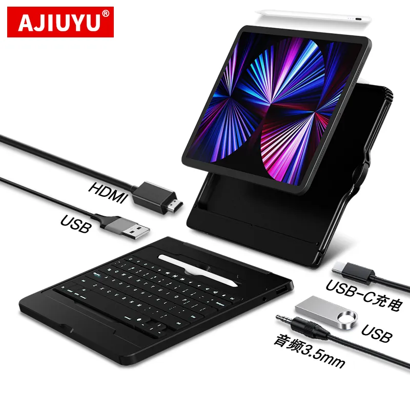 AJIUYU Keyboard Case For iPad Air 4 10.9 inch 2020 pro11 Contact Dock adapter HUB USB Smart Cover Tablet Magnetic separation