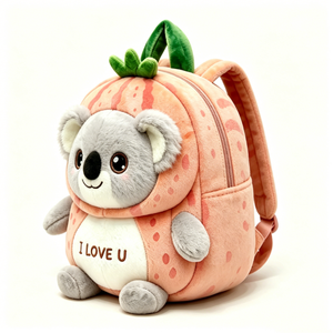 Mochila de Peluche Personalizada con Diseño de Ciervo, Mochila Infantil con Diseño de Ciervo Fresa, Mochila de Animales Adorables, Tela Súper Suave - Product Image 1