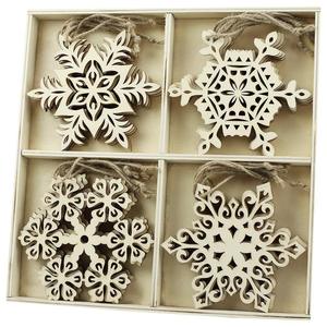 Wooden Snowflake Ornaments Laser Cut Poplar Hanging Christmas Decor Craft Set For <b>Tree</b> Home <b>Decoration</b> - Product Image 1