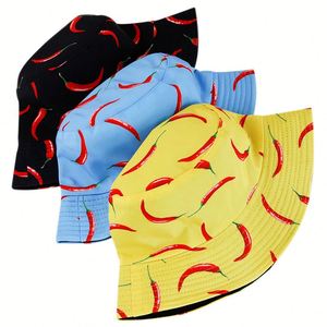 Wholesale Summer Fashion Unisex <b>Reversible</b> Fisherman Caps Custom Chili Printing Beach Sun <b>Hat</b> Polyester <b>Bucket</b> <b>Hats</b> - Product Image 1