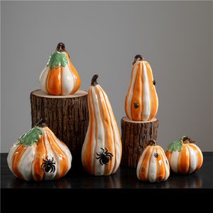 Nouvel arrivage d'élément décoratif pour la maison Festaval Ornement de citrouille en céramique d'artisanat créatif Pièce de décoration d'Halloween - Product Image 1